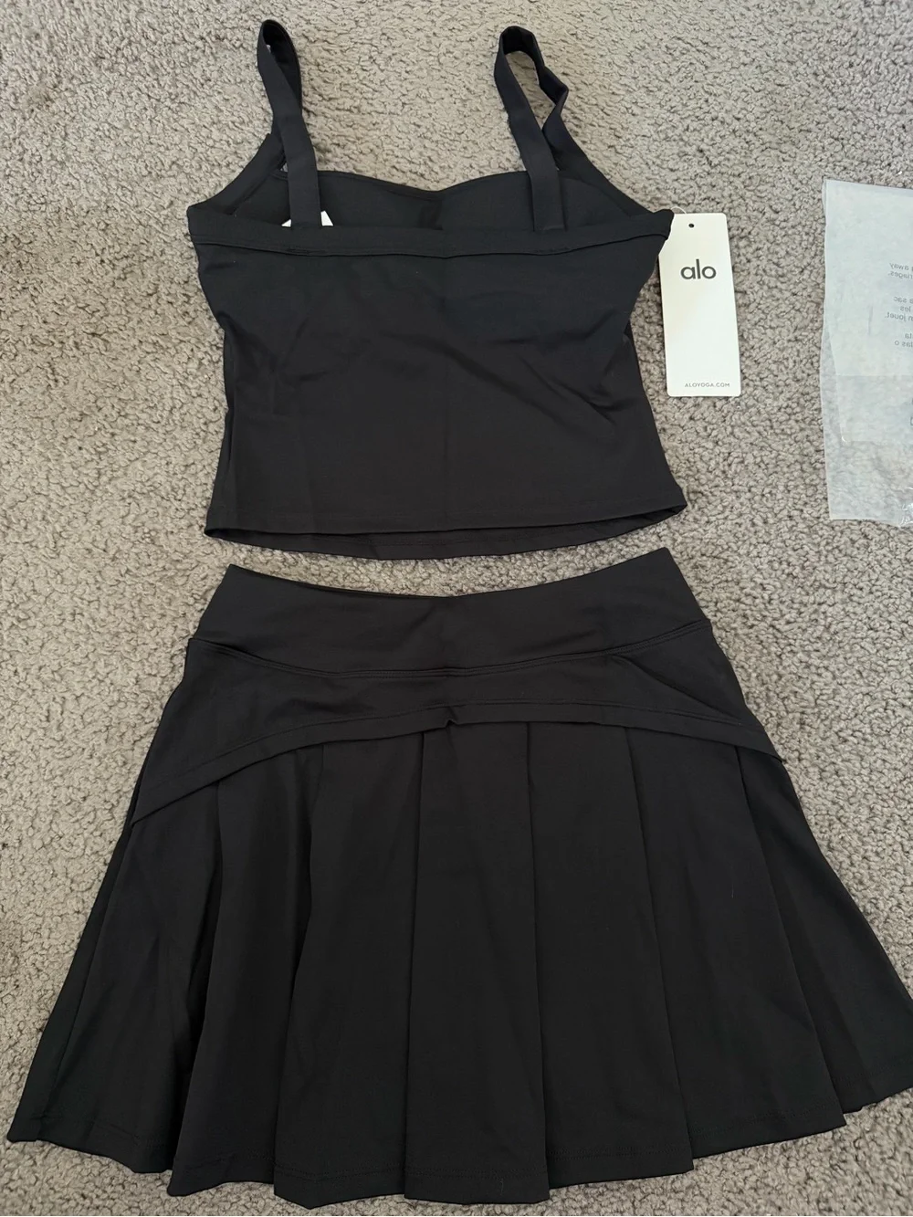 ALO Yoga Black Mini Skirt with Built-In Shorts